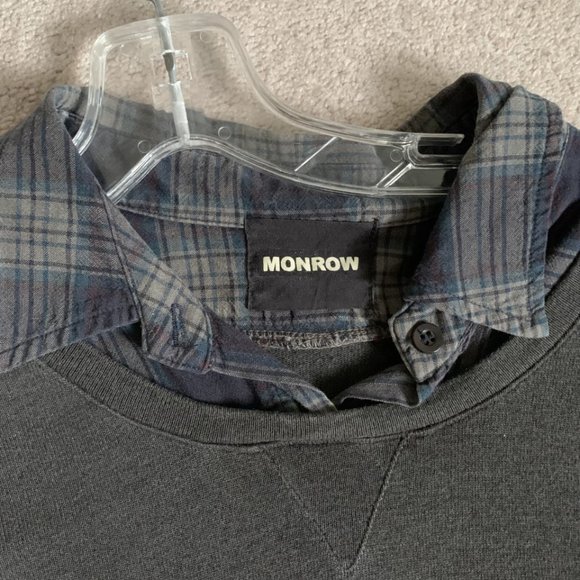 MONROW sweatshirt and attached collared shirt - Picture 1 of 5